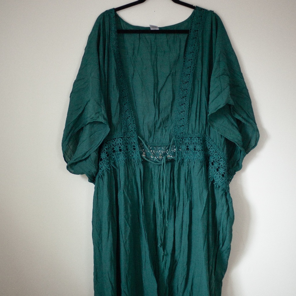 Time and tru 3x 24w-26w dark green cover up tie front